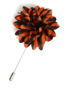 Men's Flower Lapel Pin Boutonniere For Suit Lapel Pin TheDapperTie Black & Orange Stripe Regular 