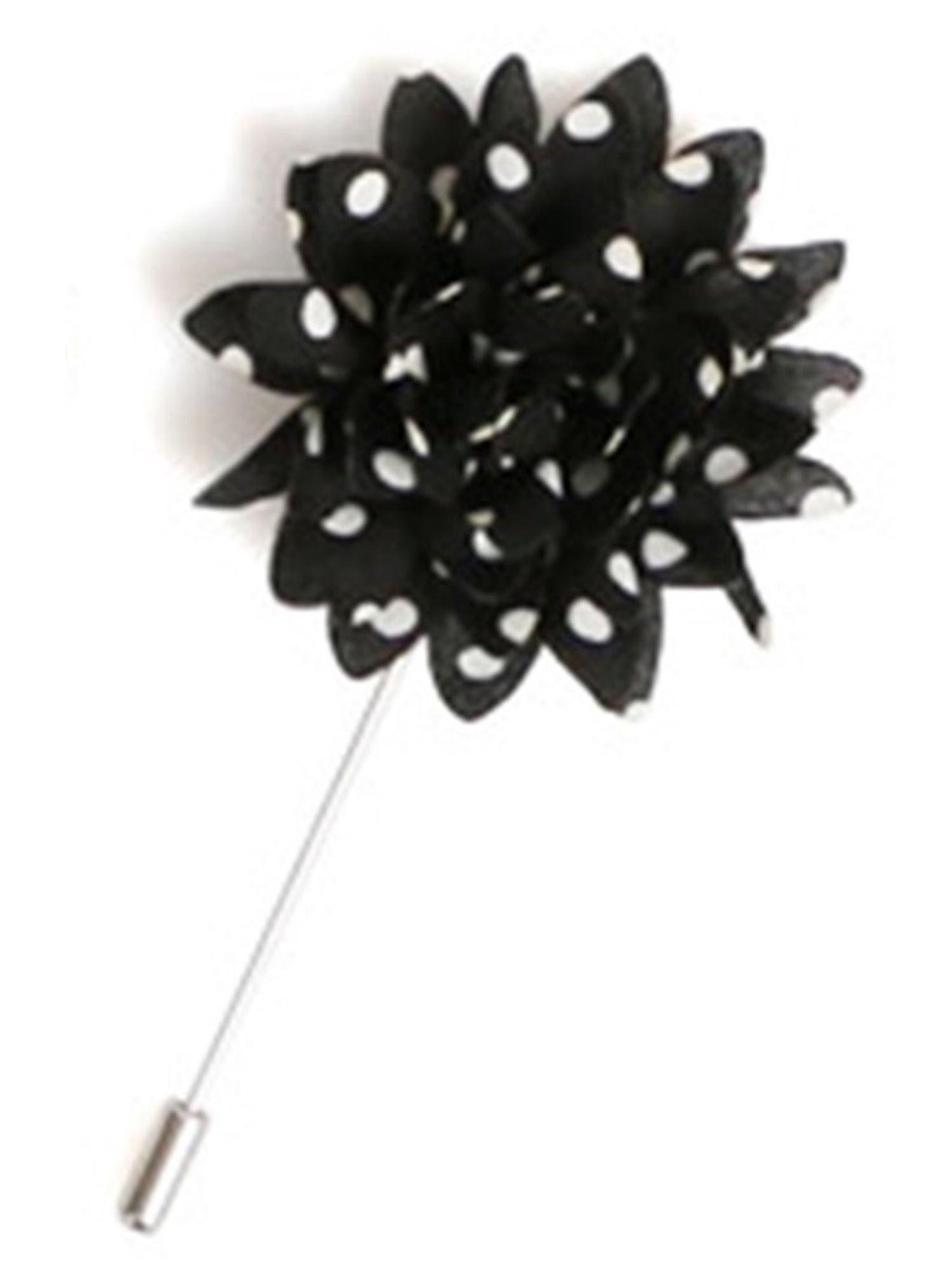 Men's Flower Lapel Pin Boutonniere For Suit Lapel Pin TheDapperTie Black & White Polka Dots Regular 