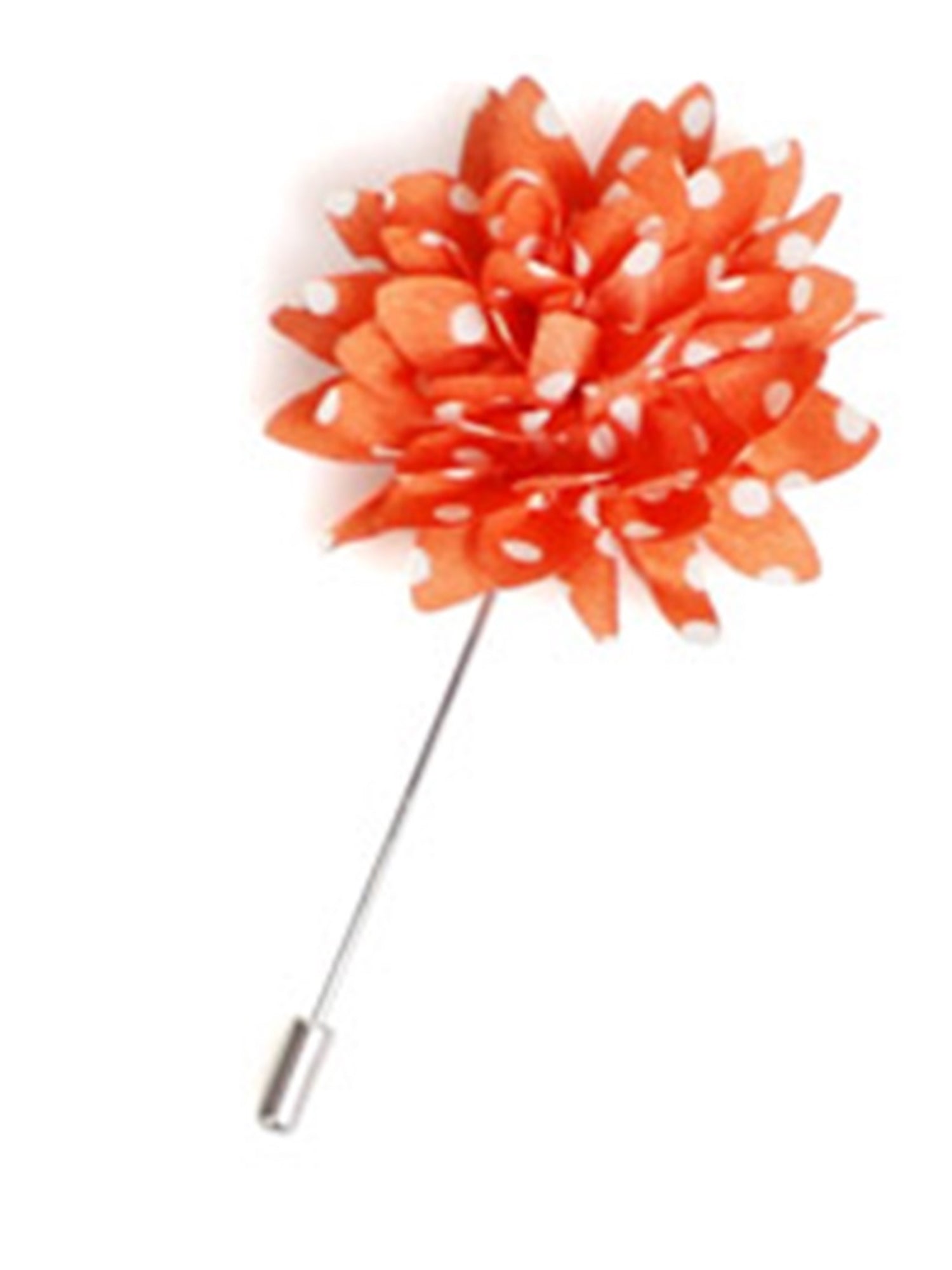 Men's Flower Lapel Pin Boutonniere For Suit Lapel Pin TheDapperTie Orange & White Polka Dots Regular 