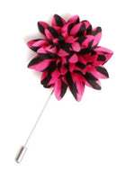 Load image into Gallery viewer, Men&#39;s Flower Lapel Pin Boutonniere For Suit Lapel Pin TheDapperTie Pink &amp; Black Stripe Regular 
