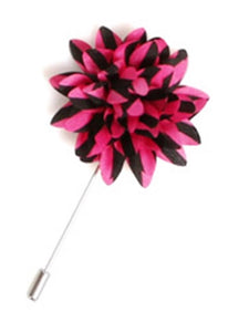 Men's Flower Lapel Pin Boutonniere For Suit Lapel Pin TheDapperTie Pink & Black Stripe Regular 