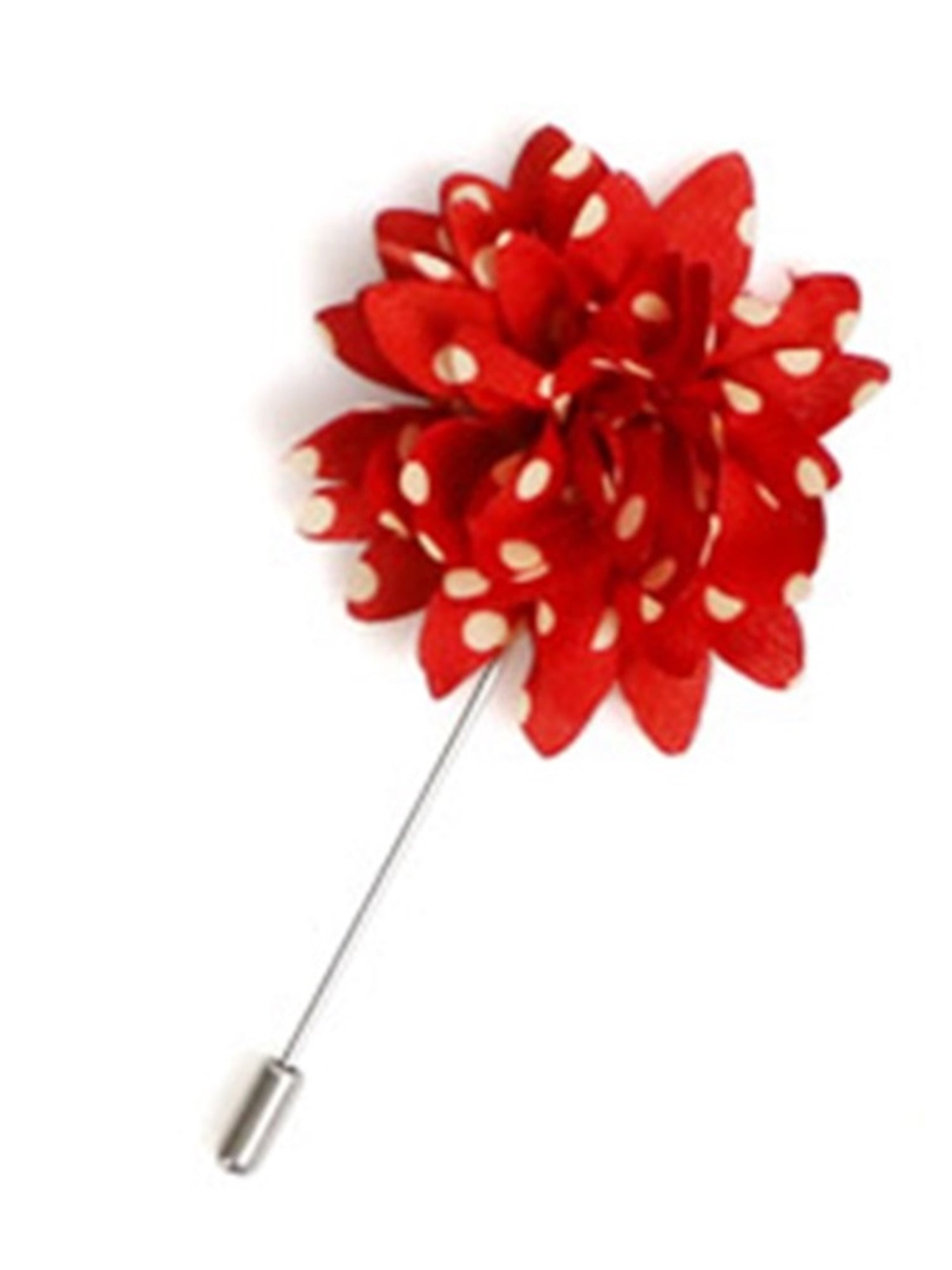 Men's Flower Lapel Pin Boutonniere For Suit Lapel Pin TheDapperTie Red & White Polka Dots Regular 