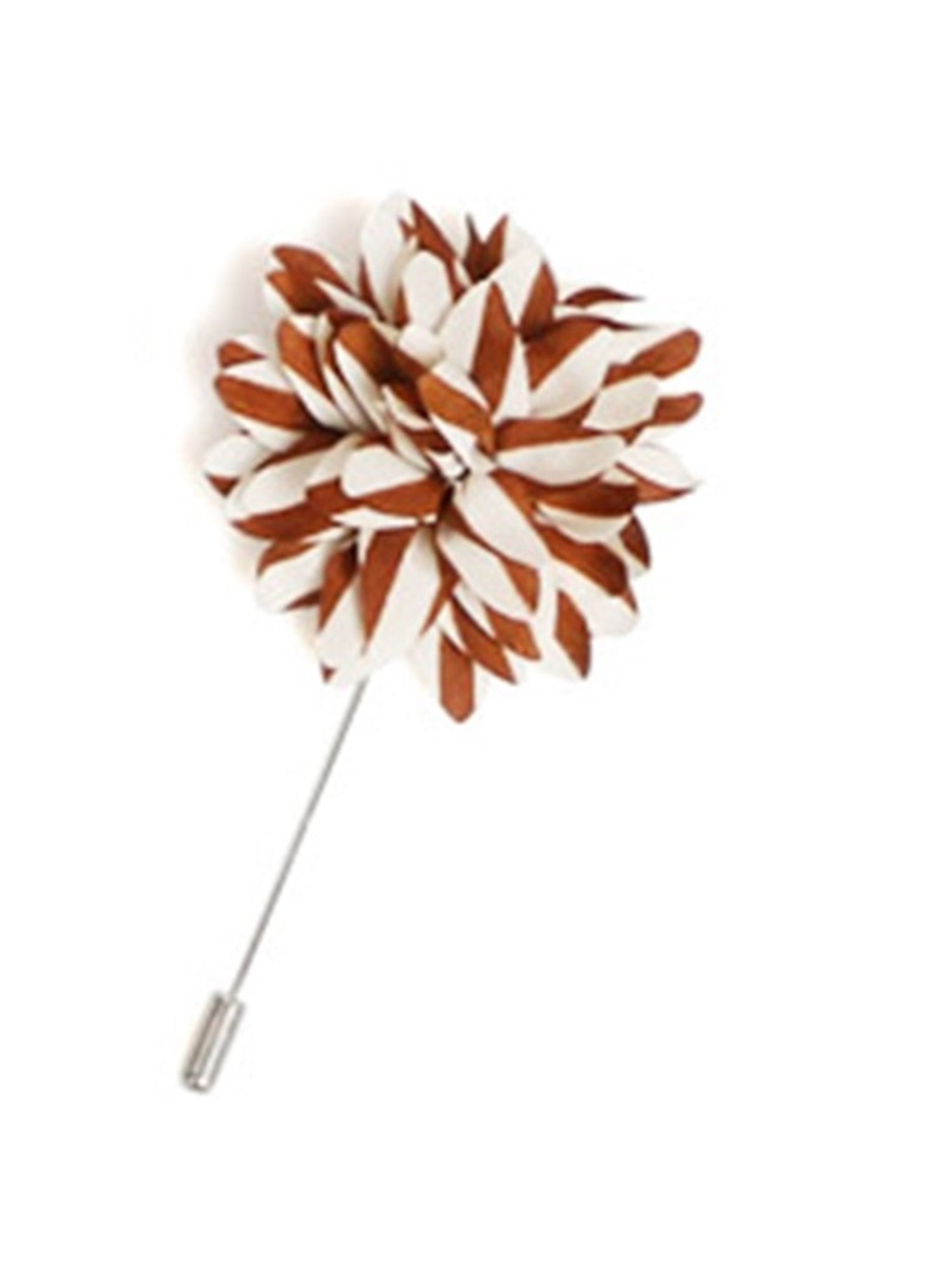 Men's Flower Lapel Pin Boutonniere For Suit Lapel Pin TheDapperTie Brown & White Stripe Regular 
