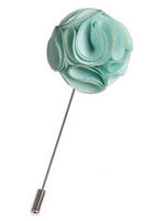 Load image into Gallery viewer, Men&#39;s Rose Flower Lapel Pin Boutonniere For Suit Lapel price TheDapperTie Aqua Regular 
