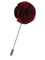 Load image into Gallery viewer, Men&#39;s Rose Flower Lapel Pin Boutonniere For Suit Lapel price TheDapperTie Burgundy Regular 
