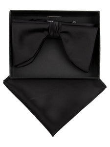 Men's Edwardian Wedding PreTied Tuxedo Bow Tie Adjustable Length W/Hanky Men's Solid Color Bow Tie TheDapperTie Black One Size 