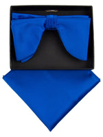 Load image into Gallery viewer, Men&#39;s Edwardian Wedding PreTied Tuxedo Bow Tie Adjustable Length W/Hanky Men&#39;s Solid Color Bow Tie TheDapperTie Royal Blue One Size 
