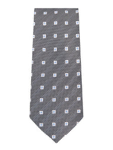 Marquis Men's White & Blue Geometric Neck Tie & Hanky Set TH200-005 Neck Ties TheDapperTie Blue Regular 