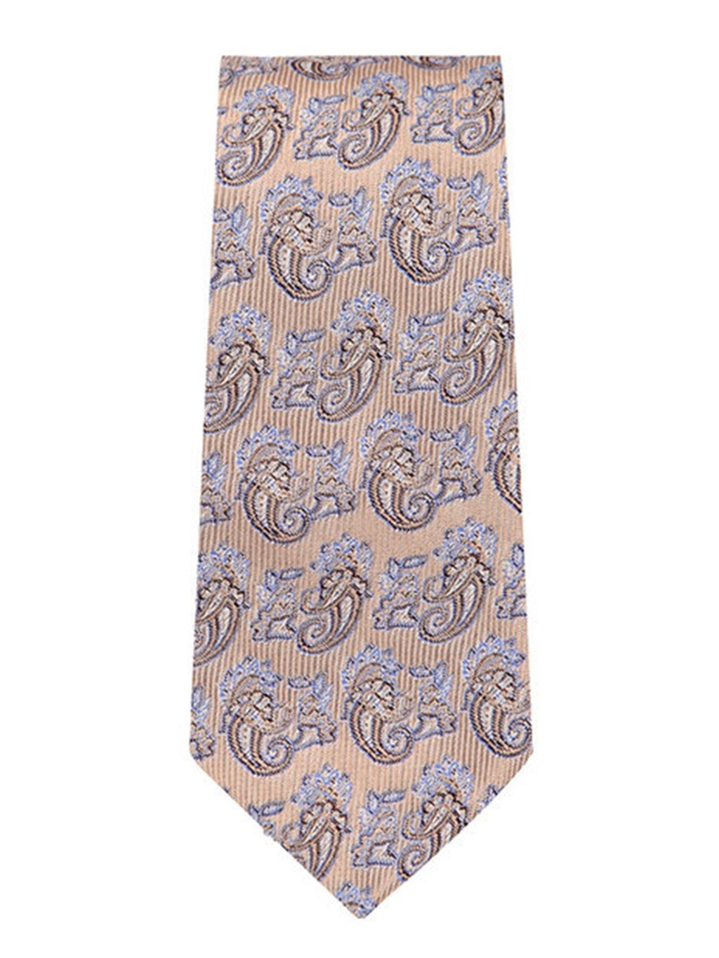 Marquis Men's Beige & Lavender Paisley Neck Tie & Hanky Set TH200-011 Neck Ties TheDapperTie Beige Regular 