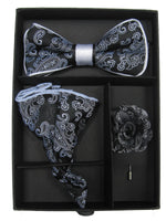 Load image into Gallery viewer, Collection Of Men&#39;s Bow Tie with matching Hanky and Lapel Flower Bow Tie Set TheDapperTie   
