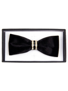 Men's Solid Color Velvet Pre-tied Adjustable Length Bow Tie with Rhinestone Men's Solid Color Bow Tie TheDapperTie   