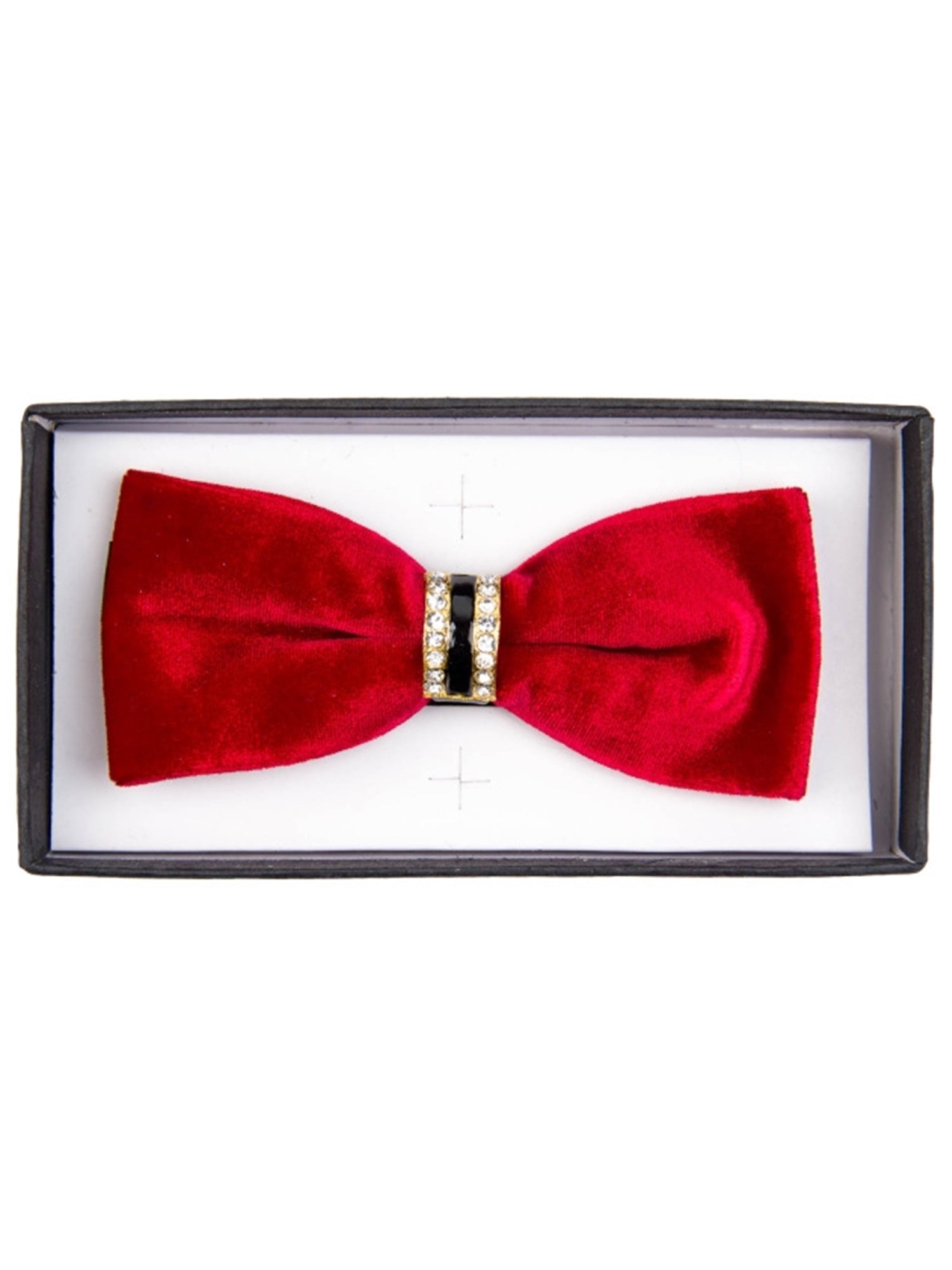 Men's Solid Color Velvet Pre-tied Adjustable Length Bow Tie with Rhinestone Men's Solid Color Bow Tie TheDapperTie Red One Size 