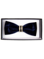 Load image into Gallery viewer, Men&#39;s Solid Color Velvet Pre-tied Adjustable Length Bow Tie with Rhinestone Men&#39;s Solid Color Bow Tie TheDapperTie Navy One Size 
