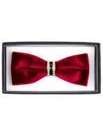 Load image into Gallery viewer, Men&#39;s Solid Color Velvet Pre-tied Adjustable Length Bow Tie with Rhinestone Men&#39;s Solid Color Bow Tie TheDapperTie Burgundy One Size 
