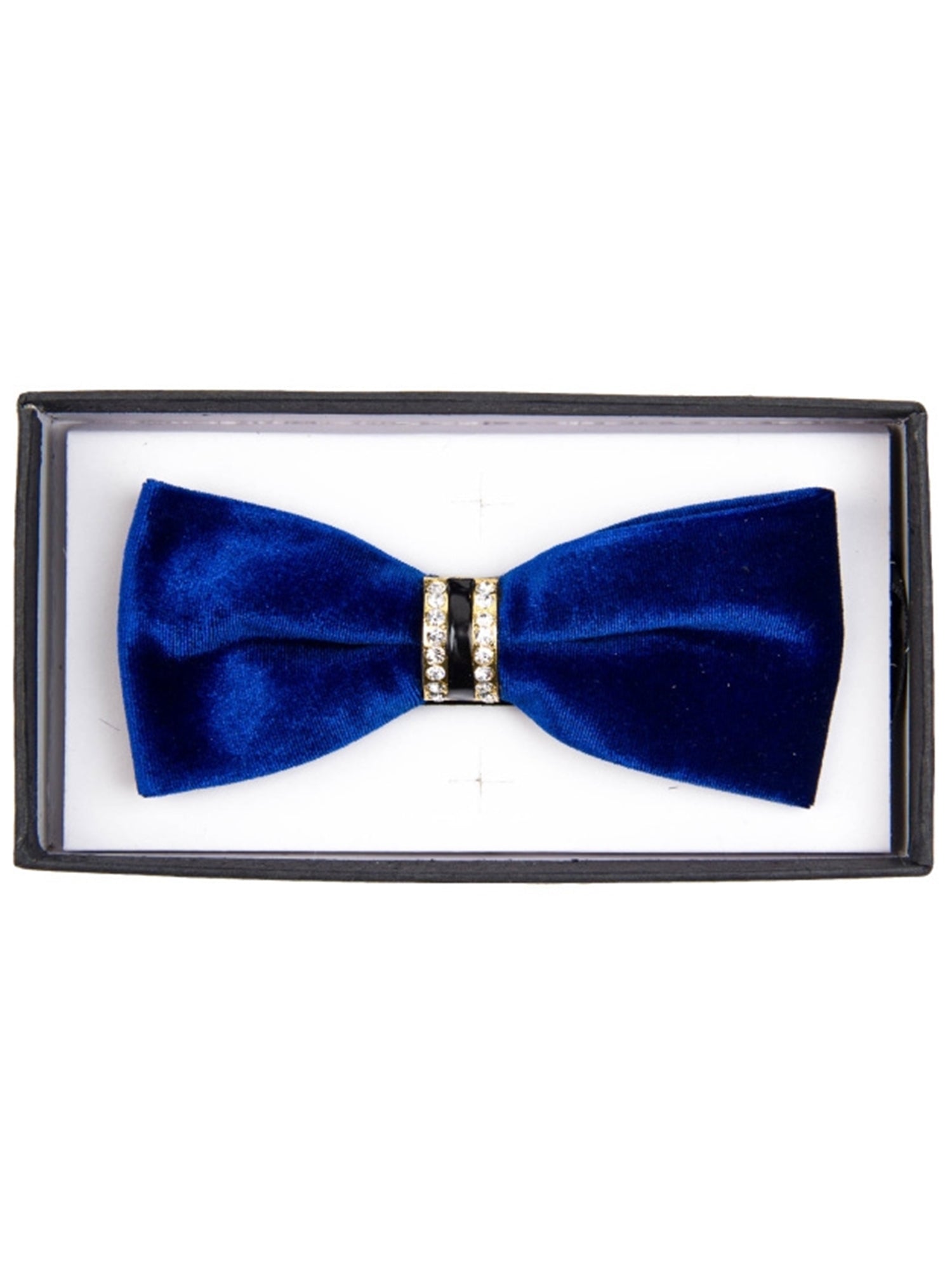Men's Solid Color Velvet Pre-tied Adjustable Length Bow Tie with Rhinestone Men's Solid Color Bow Tie TheDapperTie Royal Blue One Size 
