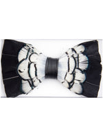 Load image into Gallery viewer, Men&#39;s Novelty Feather Banded Bow Tie Bow Tie TheDapperTie Black And White One Size 
