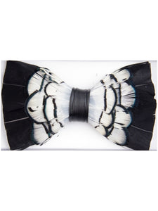 Men's Novelty Feather Banded Bow Tie Bow Tie TheDapperTie Black And White One Size 