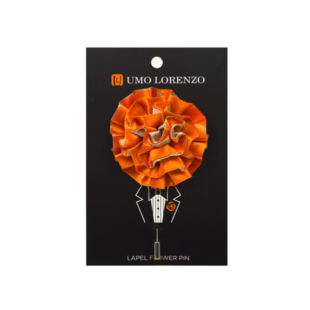 Men's Orange Solid Flower Lapel Pin Boutonniere for Suit Lapel Pin TheDapperTie Orange Regular 