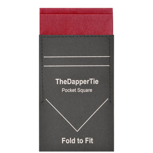 TheDapperTie - Men's Solid Color Satin Flat Double Toned Pre Folded Pocket Square on Card Prefolded Pocket Squares TheDapperTie Burgundy Regular 