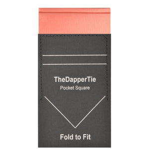 TheDapperTie - Men's Solid Color Satin Flat Double Toned Pre Folded Pocket Square on Card Prefolded Pocket Squares TheDapperTie Coral Regular 