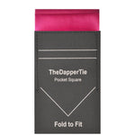 Load image into Gallery viewer, TheDapperTie - Men&#39;s Solid Color Satin Flat Double Toned Pre Folded Pocket Square on Card Prefolded Pocket Squares TheDapperTie Fuchsia Regular 
