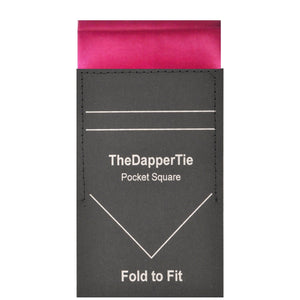 TheDapperTie - Men's Solid Color Satin Flat Double Toned Pre Folded Pocket Square on Card Prefolded Pocket Squares TheDapperTie Fuchsia Regular 