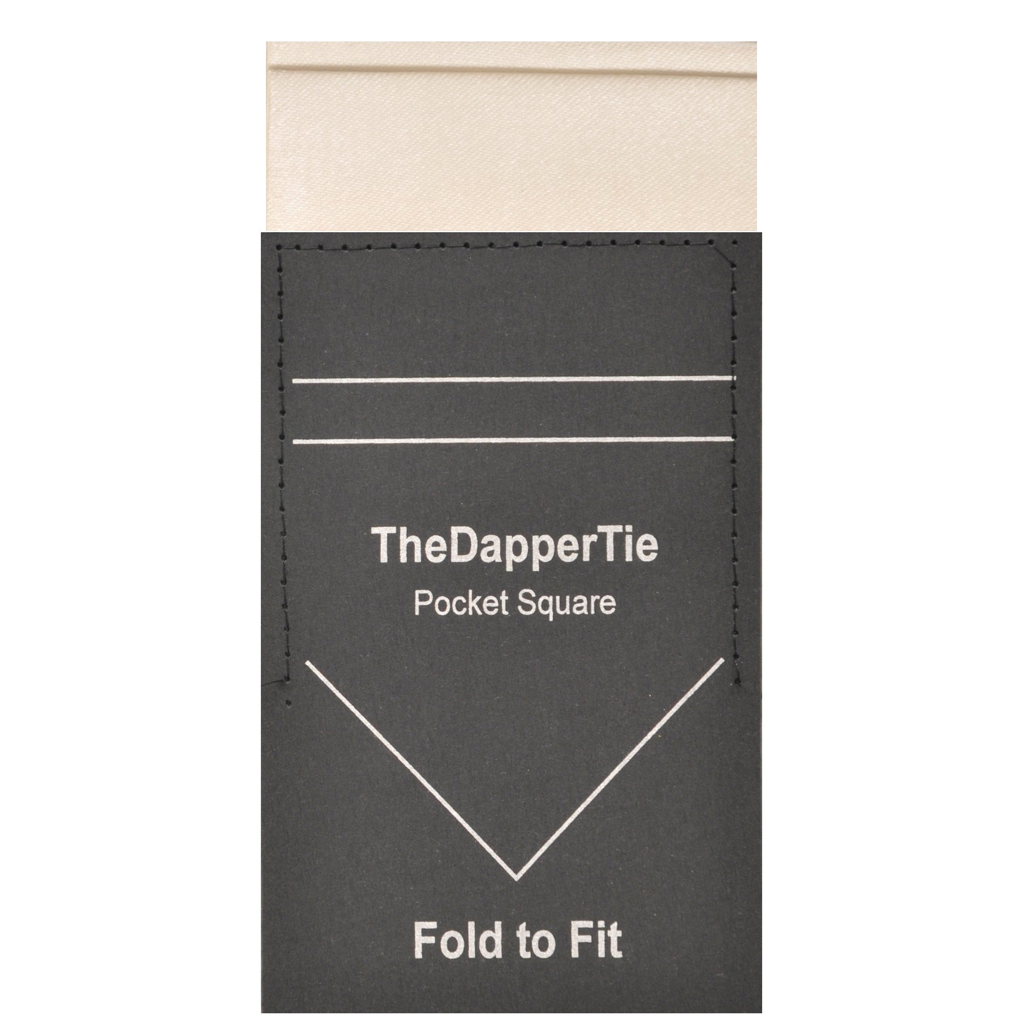 TheDapperTie - Men's Solid Color Satin Flat Double Toned Pre Folded Pocket Square on Card Prefolded Pocket Squares TheDapperTie Ivory Regular 