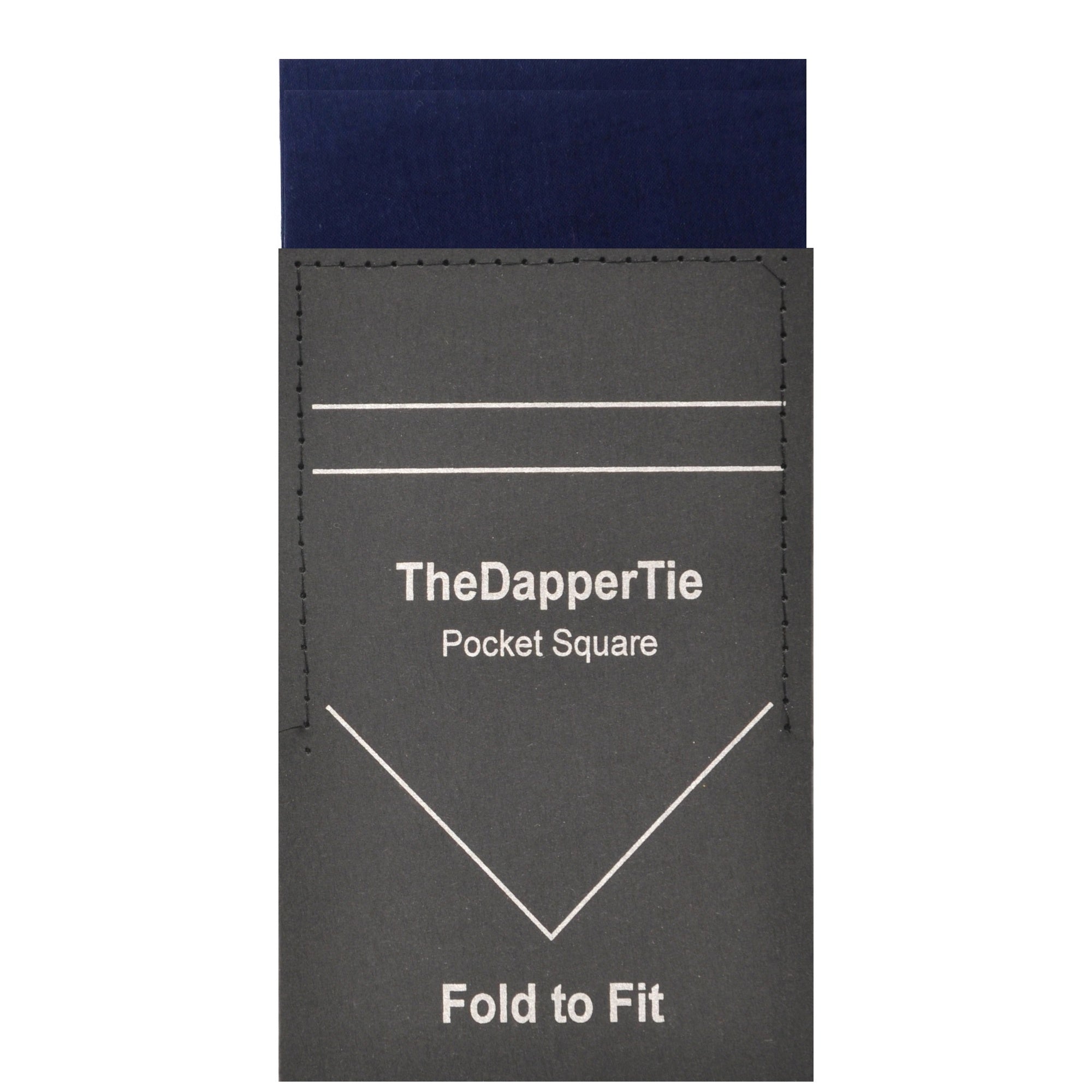 TheDapperTie - Men's Solid Color Satin Flat Double Toned Pre Folded Pocket Square on Card Prefolded Pocket Squares TheDapperTie Navy Regular 
