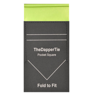 TheDapperTie - Men's Solid Color Satin Flat Double Toned Pre Folded Pocket Square on Card Prefolded Pocket Squares TheDapperTie Neon Green Regular 