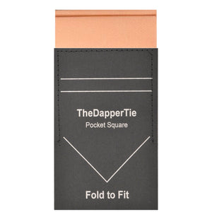 TheDapperTie - Men's Solid Color Satin Flat Double Toned Pre Folded Pocket Square on Card Prefolded Pocket Squares TheDapperTie Peach Regular 