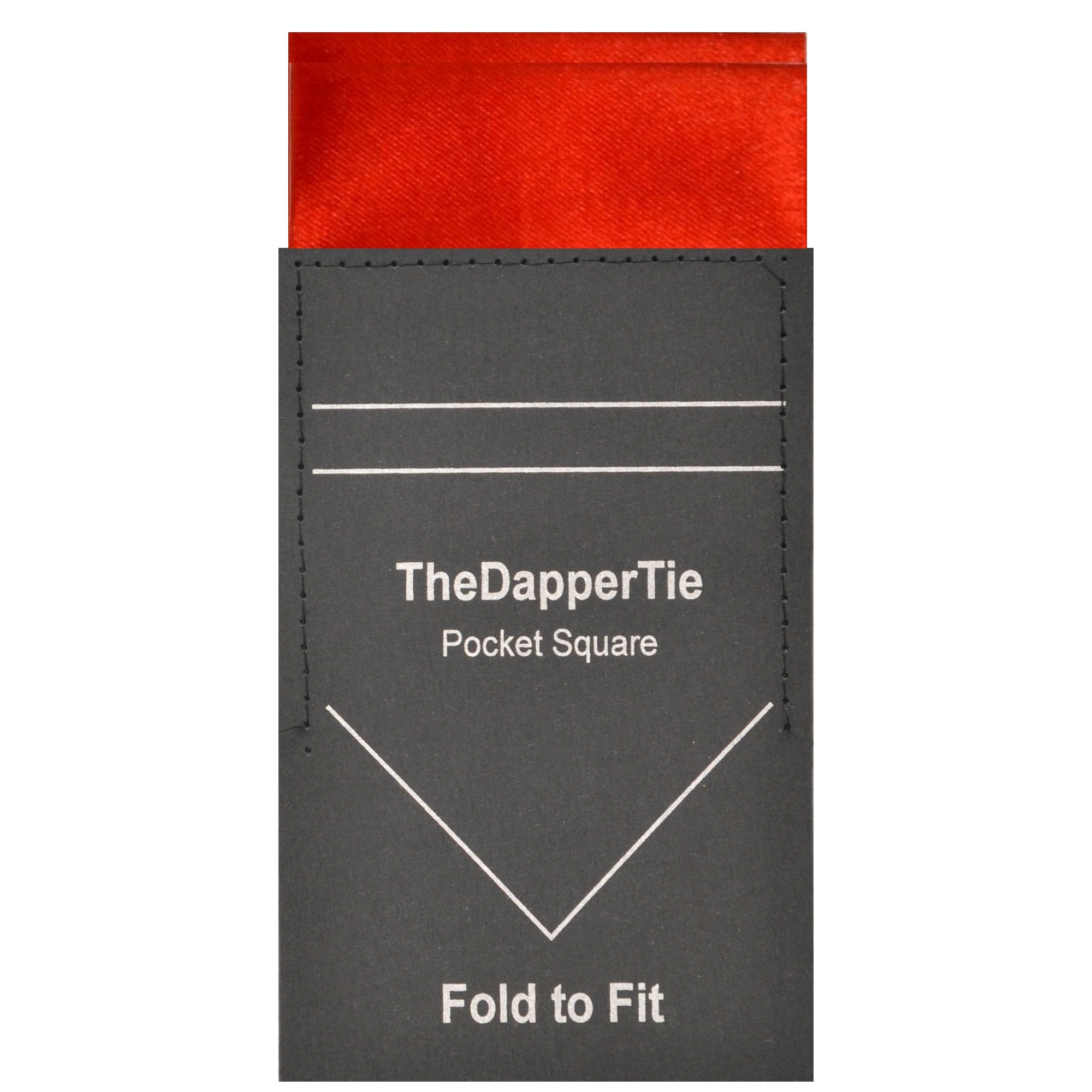 TheDapperTie - Men's Solid Color Satin Flat Double Toned Pre Folded Pocket Square on Card Prefolded Pocket Squares TheDapperTie Red Regular 