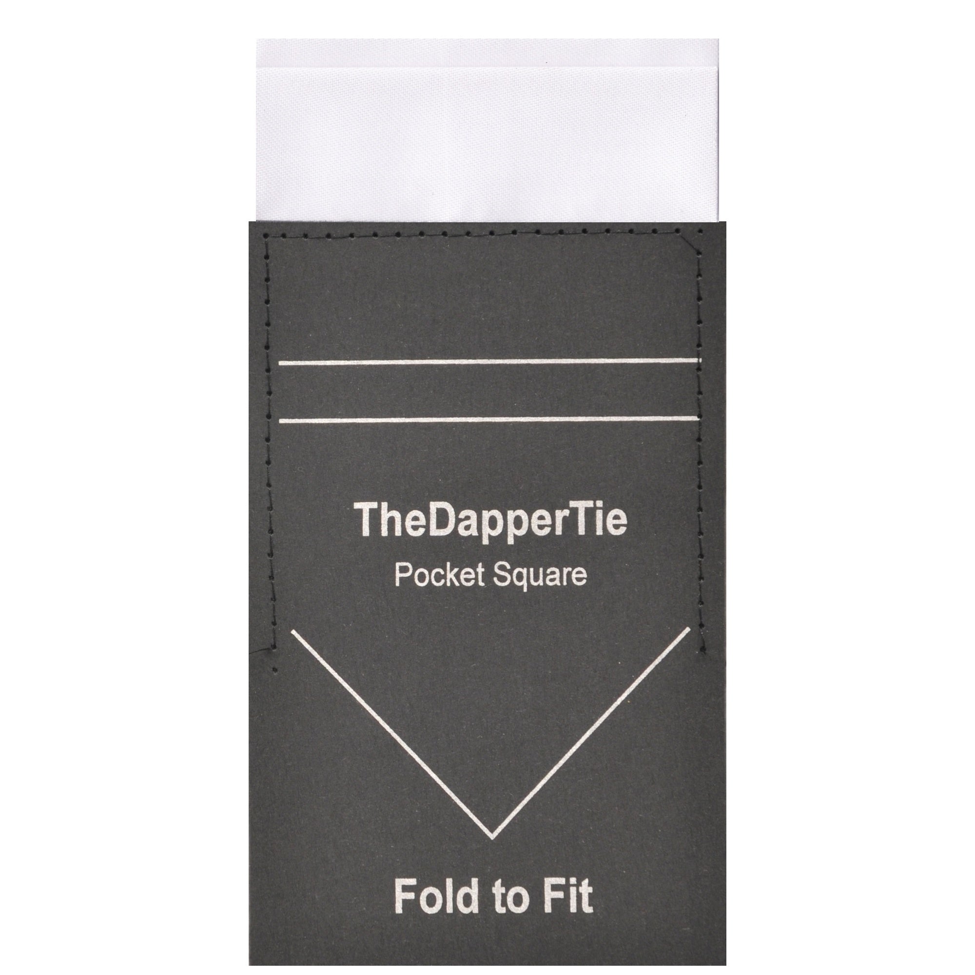 TheDapperTie - Men's Solid Color Satin Flat Double Toned Pre Folded Pocket Square on Card Prefolded Pocket Squares TheDapperTie White Regular 