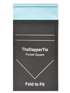 TheDapperTie - Men's Solid Color Satin Flat Double Toned Pre Folded Pocket Square on Card Prefolded Pocket Squares TheDapperTie Light Blue Regular 