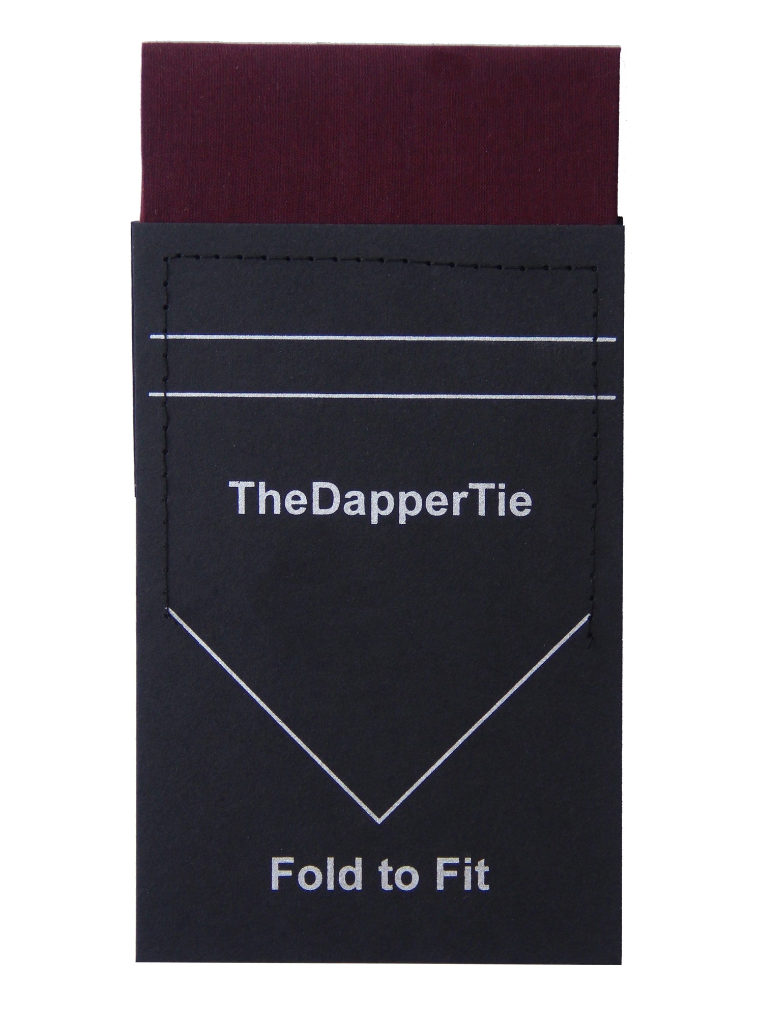 TheDapperTie - Men's Cotton Flat Pre Folded Pocket Square on Card Prefolded Pocket Squares TheDapperTie Burgundy Regular 