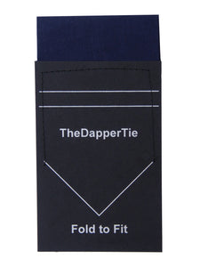 TheDapperTie - Men's Cotton Flat Pre Folded Pocket Square on Card Prefolded Pocket Squares TheDapperTie Navy Regular 