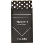 Load image into Gallery viewer, New Men&#39;s Polka Dots Flat Pre Folded Pocket Square on Card - TheDapperTie Prefolded Pocket Squares TheDapperTie Black &amp; White  
