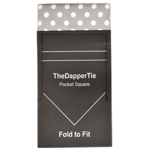 New Men's Polka Dots Flat Pre Folded Pocket Square on Card - TheDapperTie Prefolded Pocket Squares TheDapperTie Grey & White  