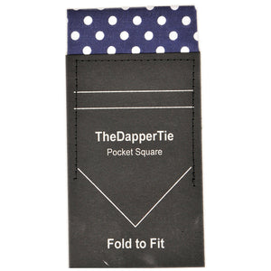 New Men's Polka Dots Flat Pre Folded Pocket Square on Card - TheDapperTie Prefolded Pocket Squares TheDapperTie Navy & White  