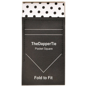 New Men's Polka Dots 100% Cotton Flat Pre Folded Pocket Square on Card - TheDapperTie Prefolded Pocket Squares TheDapperTie White & Black  