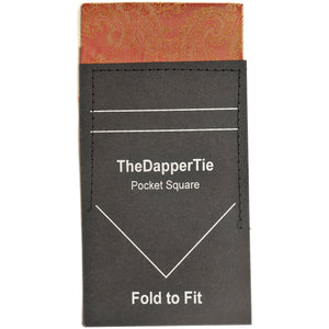 TheDapperTie - New Men's Paisley Flat Pre Folded Pocket Square on Card Prefolded Pocket Squares TheDapperTie Burgundy & Gold Regular 