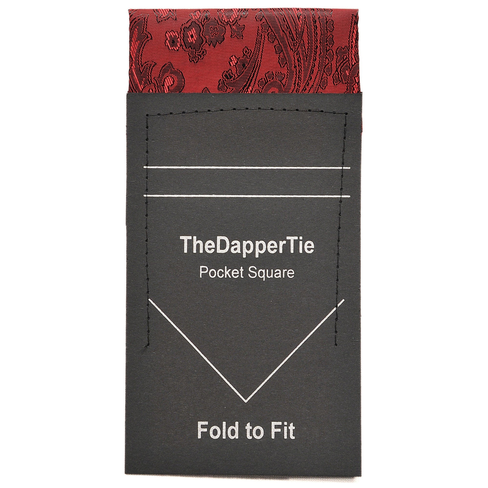 TheDapperTie - New Men's Paisley Flat Pre Folded Pocket Square on Card Prefolded Pocket Squares TheDapperTie Burgundy Regular 