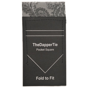 TheDapperTie - New Men's Paisley Flat Pre Folded Pocket Square on Card Prefolded Pocket Squares TheDapperTie Dark Grey Regular 