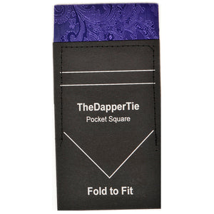 TheDapperTie - New Men's Paisley Flat Pre Folded Pocket Square on Card Prefolded Pocket Squares TheDapperTie Dark Purple Regular 