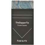 Load image into Gallery viewer, TheDapperTie - New Men&#39;s Paisley Flat Pre Folded Pocket Square on Card Prefolded Pocket Squares TheDapperTie Gold &amp; Teal Blue Regular 
