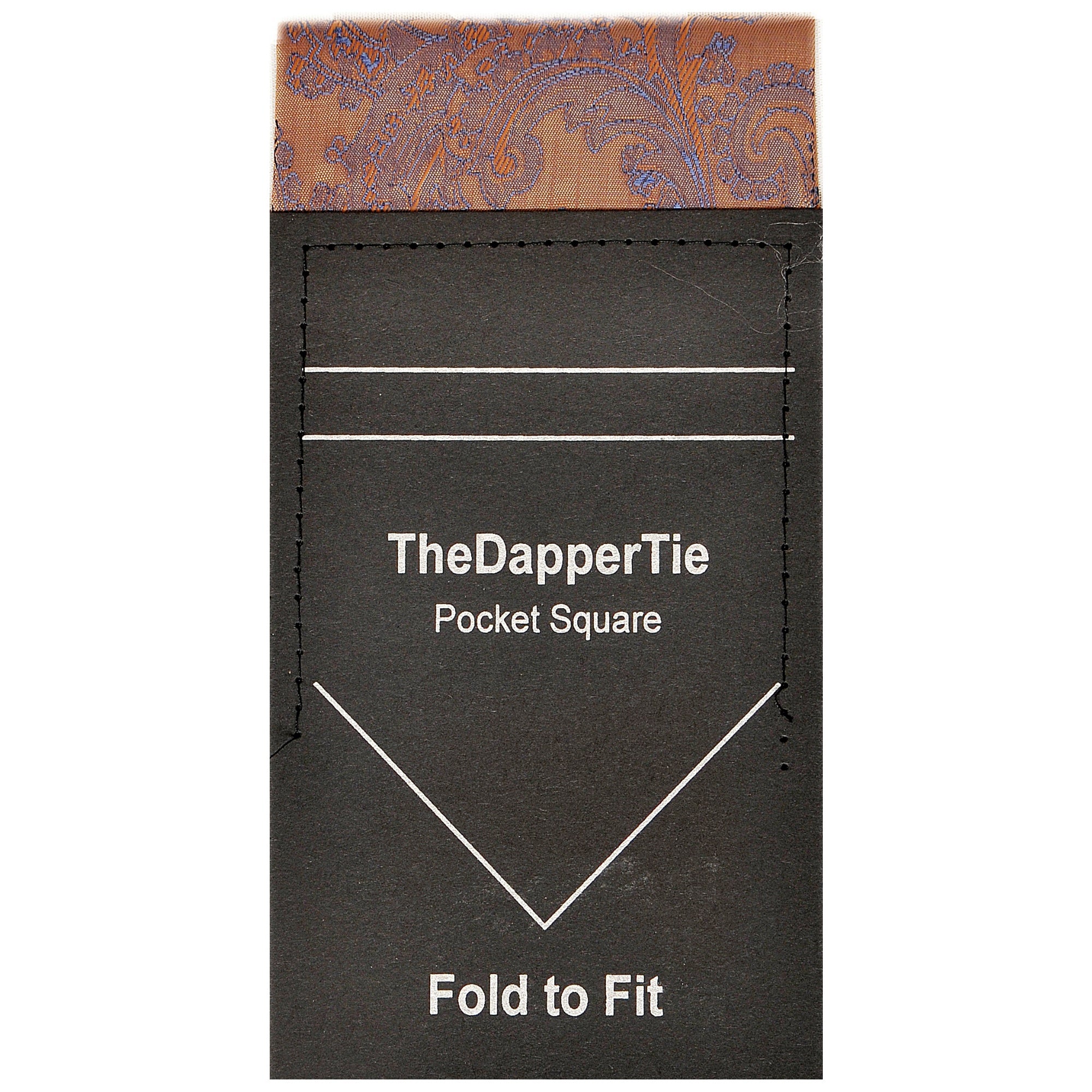 TheDapperTie - New Men's Paisley Flat Pre Folded Pocket Square on Card Prefolded Pocket Squares TheDapperTie Navy & Light Brown Regular 