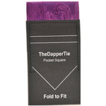 Load image into Gallery viewer, TheDapperTie - New Men&#39;s Paisley Flat Pre Folded Pocket Square on Card Prefolded Pocket Squares TheDapperTie Purple Regular 

