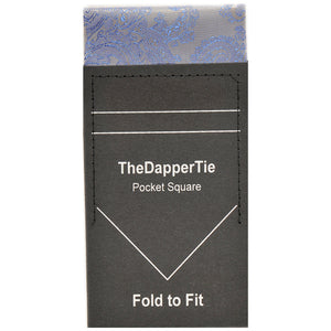 TheDapperTie - New Men's Paisley Flat Pre Folded Pocket Square on Card Prefolded Pocket Squares TheDapperTie Royal Blue & Grey Regular 