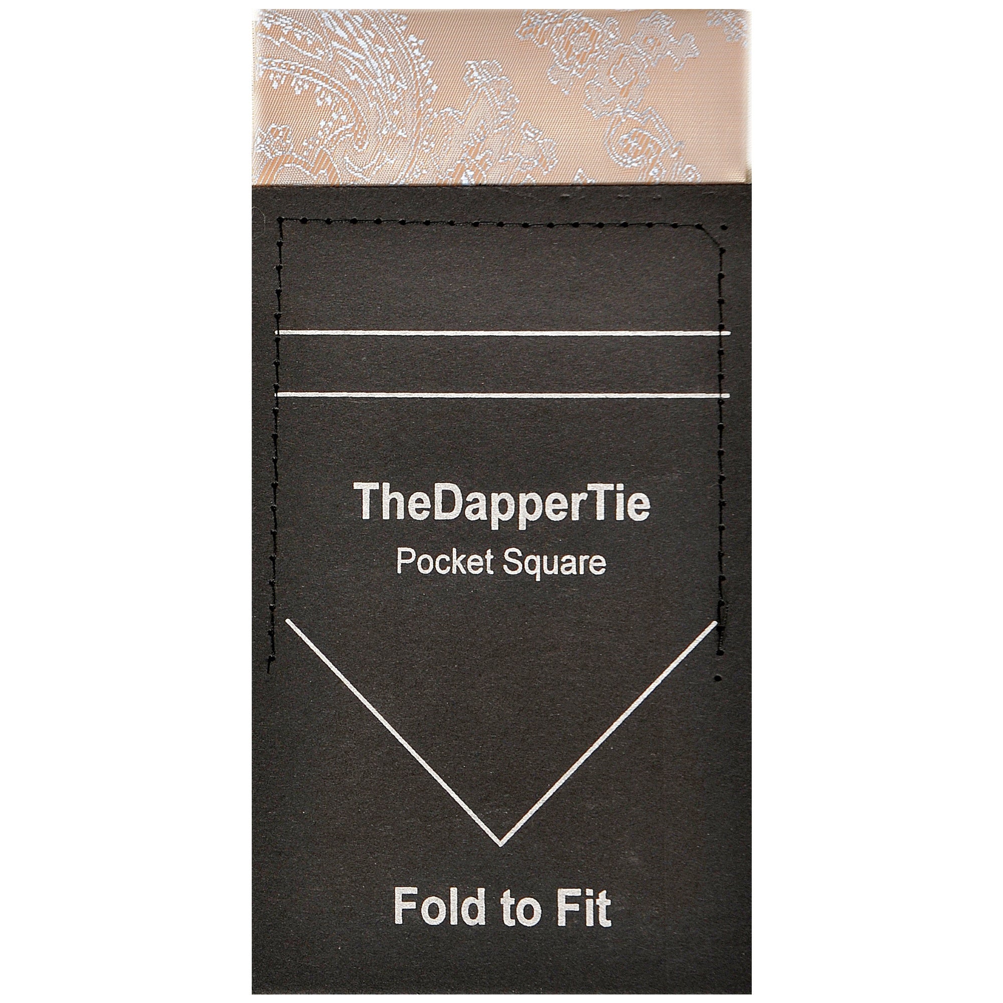 TheDapperTie - New Men's Paisley Flat Pre Folded Pocket Square on Card Prefolded Pocket Squares TheDapperTie Tan & Silver Grey Regular 