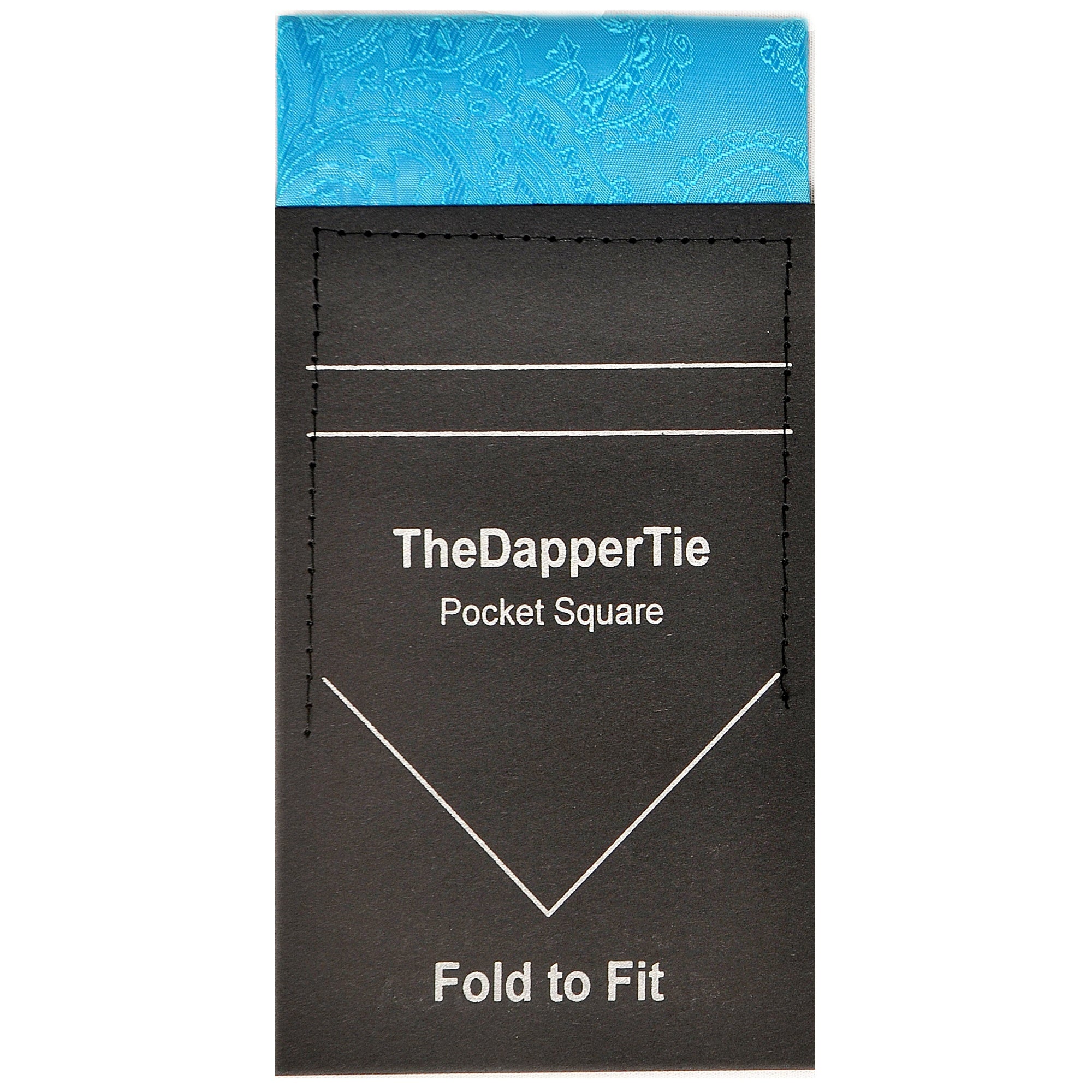 TheDapperTie - New Men's Paisley Flat Pre Folded Pocket Square on Card Prefolded Pocket Squares TheDapperTie Turquoise Regular 