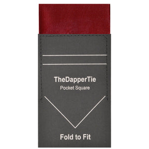 TheDapperTie - Men's Solid Color Satin Flat Pre Folded Pocket Square on Card Prefolded Pocket Squares TheDapperTie Burgundy Regular 